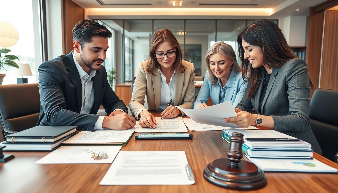 Family reviewing legal documents